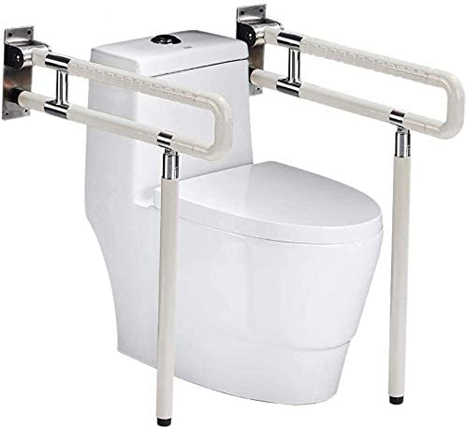 Asidero de pared para inodoro (60 cm, plegable, 300 kg), color blanco