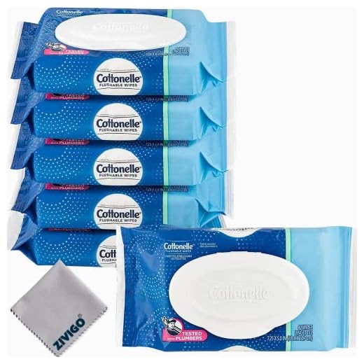 6 cottonelle Flushable Wet Wipes for Adult, Flip-Top Packs 42 Ct, BONUS Zivigo Lens Cleaning Wipe