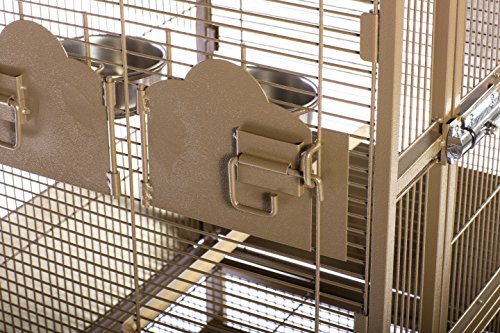 Image of Prevue Pet Products Park Plaza Bird Cage - Small Cocoa Brown Steel Cage with Rolling Stand, Dual Locks, Seed Guards, and Perch, Ideal for Parakeets, Cockatiels, & Small-Medium Birds - Cocoa Hammertone