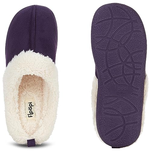 Floopi House Slippers For Women, Fur Lined Clog Womens Slippers Cozy Memory Foam With Indoor & Outdoor Anti Skid Sole (L, Purple-301) #TOP3