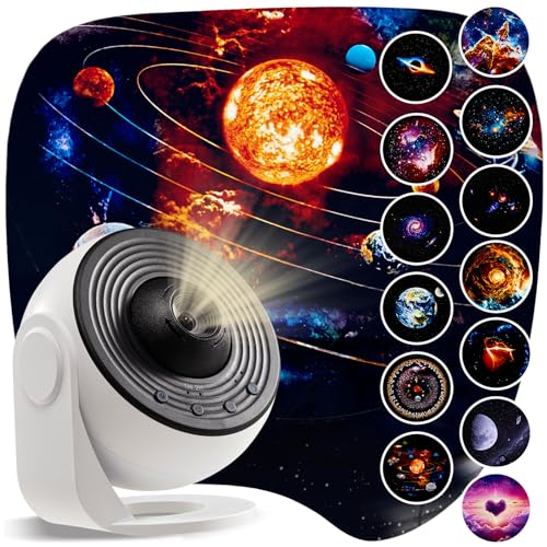 Image of Galaxy Star Projector for Bedroom Ceiling Wall, HD Image Nebula Light with 13 Slide Discs, 360 Rotation Adjustable Knob, Planetarium Lamp for Kids, 1 /2H Timer Easy 3-Button Control
