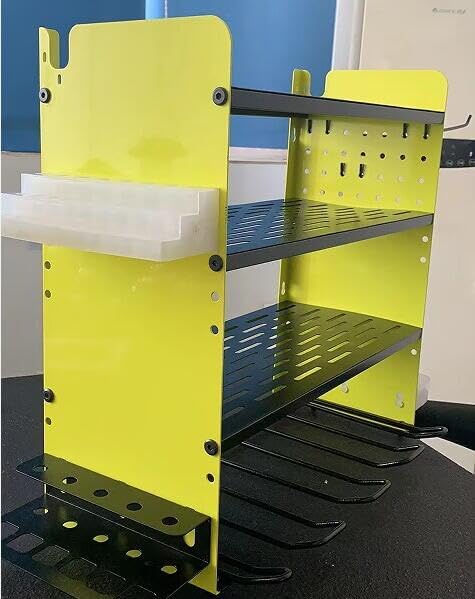 Miniatura 8 de ZEAKOC Organizador de herramientas eléctricas con estación de carga, soporte de pared para taladro de 4 niveles, estante metálico para garaje con