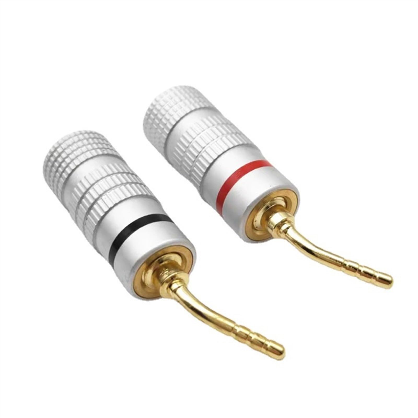 Fiches Bananes à vis Ouverte, fiches de Haut-Parleur plaquées Or, connecteur Jack Audio(Bent Pin)