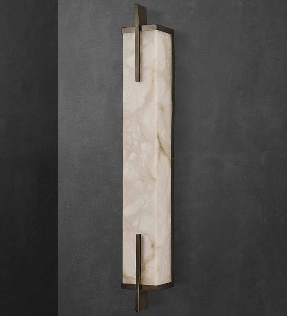 Wandlamp Binnen Albast Messing Wandlamp Steen Wit Marmer