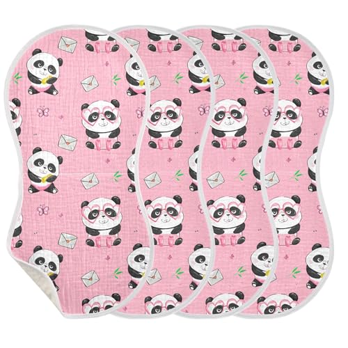 xigua Cute Pandas Muslin Baby Burp Cloths Set of 1, Super Soft & Absorbent Burping Rags, Cotton Burp Clothes Shower Gift for Newborn, Baby Girls and Boys3