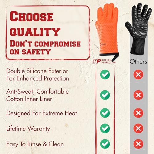 Image of KITCHEN PERFECTION XL Silicone Pizza Oven Gloves -Extreme Heat Resistant Gloves for Outdoor & Indoor Pizza Ovens -Waterproof Oven Mitts Compatible w /Ooni, Ninja, Gozney & More|Superior Set+3 Bonuses