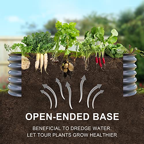 Olle 17" Tall Raised Garden Bed Kit Fruits Vegetables Flowers Planter Box 12-In-1 Galvanized Planter Boxes For Outdoors Size 5X5 Feets 8X2 Feets, Midnight Grey 17" Tall #TOP3