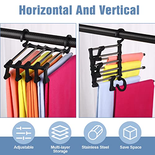 Gruccia Pantaloni, 4Pcs Appendini Salvaspazio Armadio, Antiscivolo Appendiabiti per Pantaloni Magici, Porta Pantaloni per Armadio,Gruccia Appendiabiti, Gruccia Pantaloni (Nero) - Image 5
