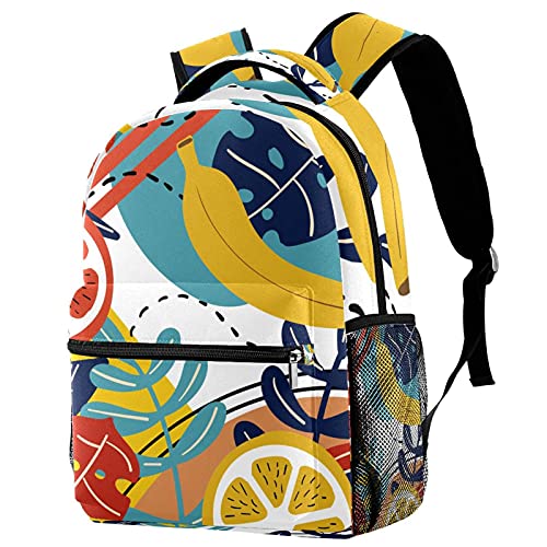 Sac à dos d'école grand confort à motif plantes tropicales multicolore ergonomique