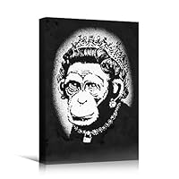 SIGNWIN Framed Canvas Wall Art Banksy Monkey Queen Print Graffiti & Street Art Famous People Pop Art Modern Urban Multicolor for Living Room, Bedroom, Office - 12x18 inches