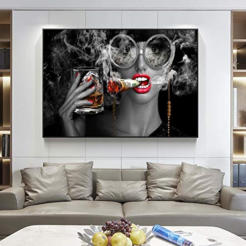 Peinture Femme Mur Art Photo Idéale pour Ambiance Bar et Salon