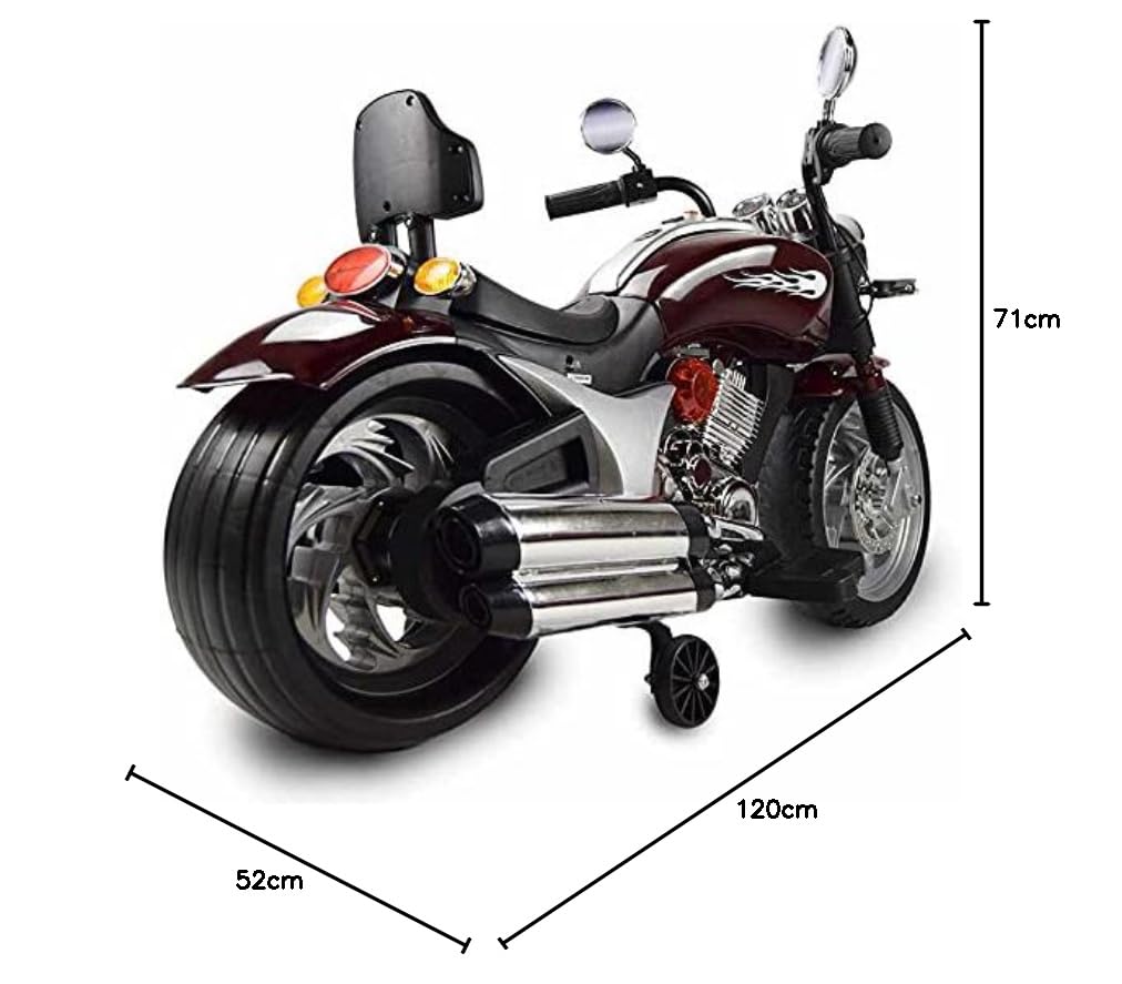Moto eléctrica Infantil 12v marrón Grande Resistente con Motores Dobles Luces LED claxon música ATAA American Chopper
