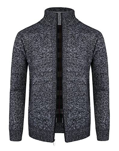 Oralidera Cardigan Homme Veste en Maille Ouvrez-Front Zippé Gilet Automne Hiver avec Poche Gilet Veste en Maille pour Homme avec Col Droit Knit Cardigan Sweater Homme Cover