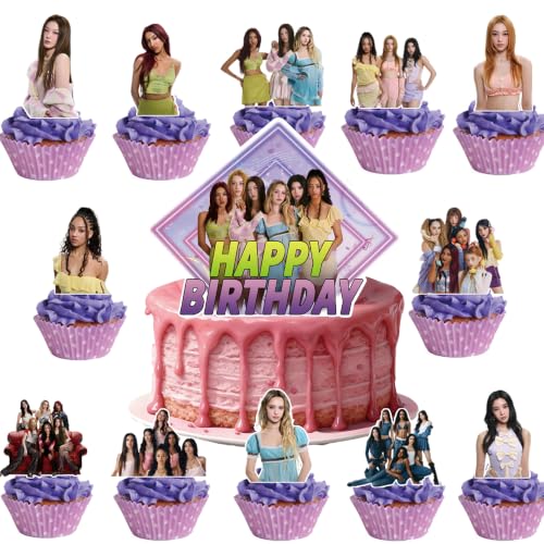 KATSEYE Birthday Decorations 25PCS Cake Cupcake Toppers for KATSEYE Theme Party Supplies