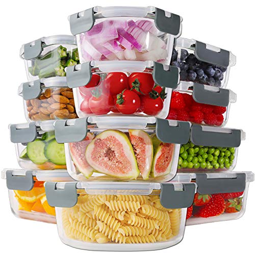 HOMBERKING 24pc Borosilicate Glass Food Storage Containers with Lids, Glass