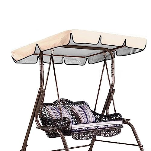 Image of Replacement Canopy Swing Seat Chair, 2 or 3 Seater Garden Swing Chair Cover Waterproof Anti-UV Pew Covers for Sun Shade Outdoor Seat, Beige
