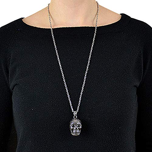 Morella Damen Halskette 70 cm Edelstahl Totenkopf Anhänger im Schmuckbeutel - 3