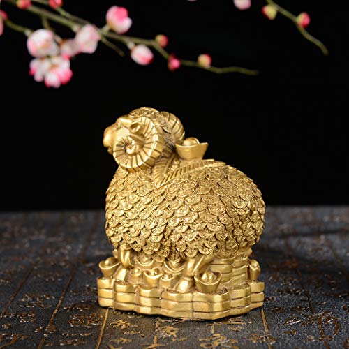 Brass Handmade Fengshui Money Sheep Statue Gold Goat Wealth Figurine Desk Decoration Zd131 #TOP6
