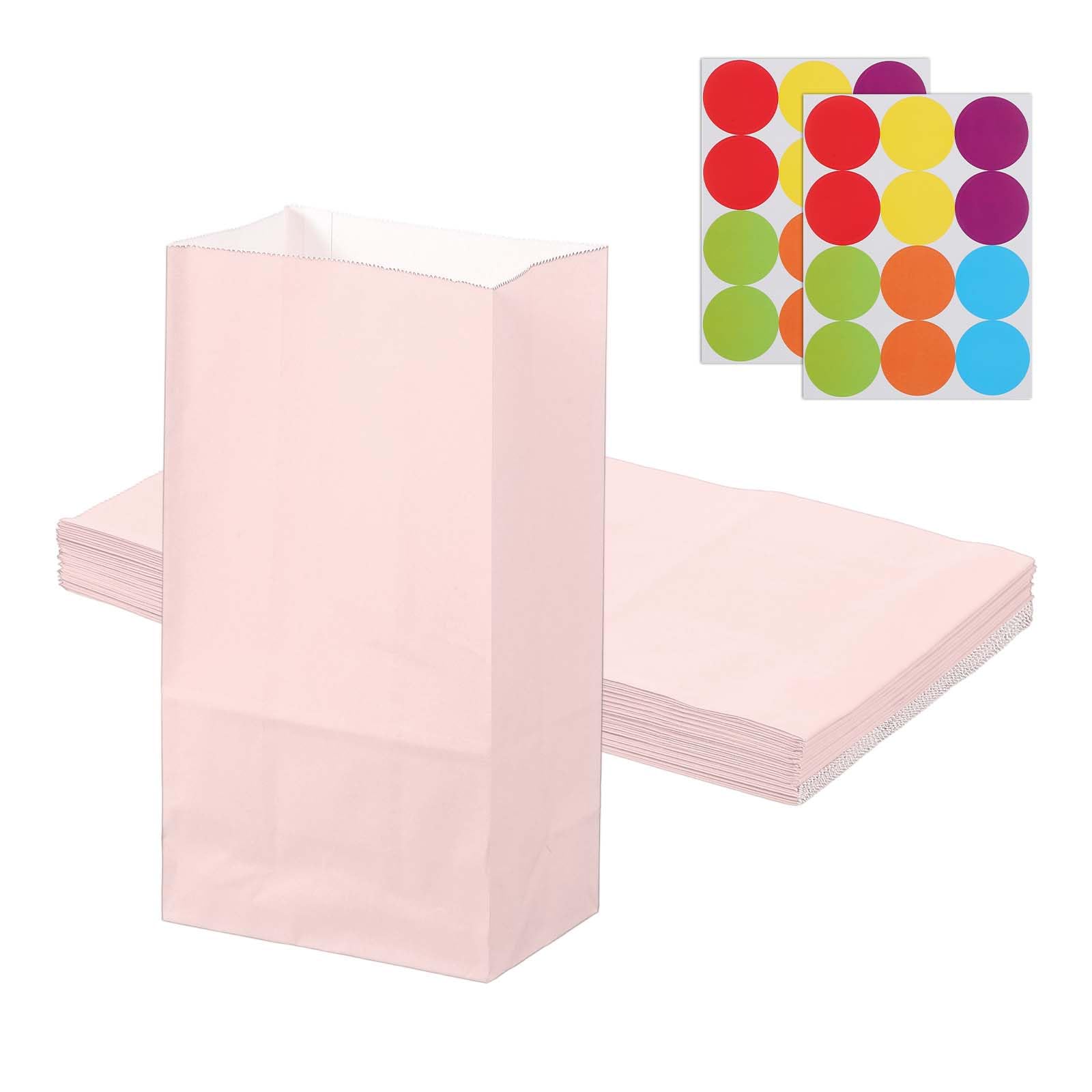 PATIKIL Party Favor Bag, 24 Pcs 13x8x24cm Paper Candy Bags Gift Treat Celebration Halloween Goody Birthday Wedding Party with Stickers, Soft Pink