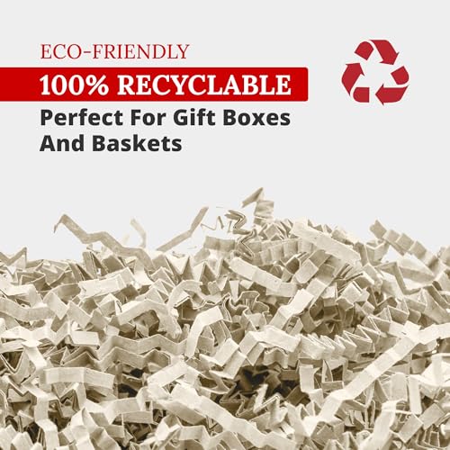 Image of BOX USA Ivory Crinkle Paper Filler (10lb) - Shredded Paper for Basket Stuffing, Shipping, Packaging, Confetti, Crafts & Holidays - Crinkle Cut