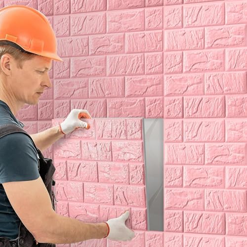 Image of TEKCOOL Self-Adhesive Waterproof PE Foam 3D Wall Panels Wallpaper Sticker for Bathroom, Living Room, and Home Decoration (70 x 77cm, Appx. 5.8Sq Feet)-20 Piece'