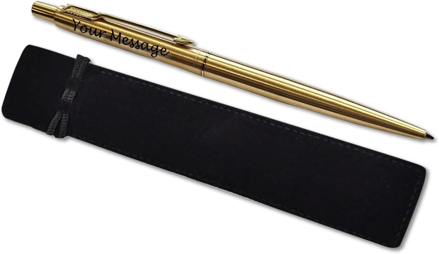 Parker Classic Slimline Ballpoint Personalised Pen In Classy Gift Bag Ideal Valentine's day, Birthday or Mothers Day Gift Perfect For Men & Women Engraved Parker Pen With Laser Engraving (Gold)