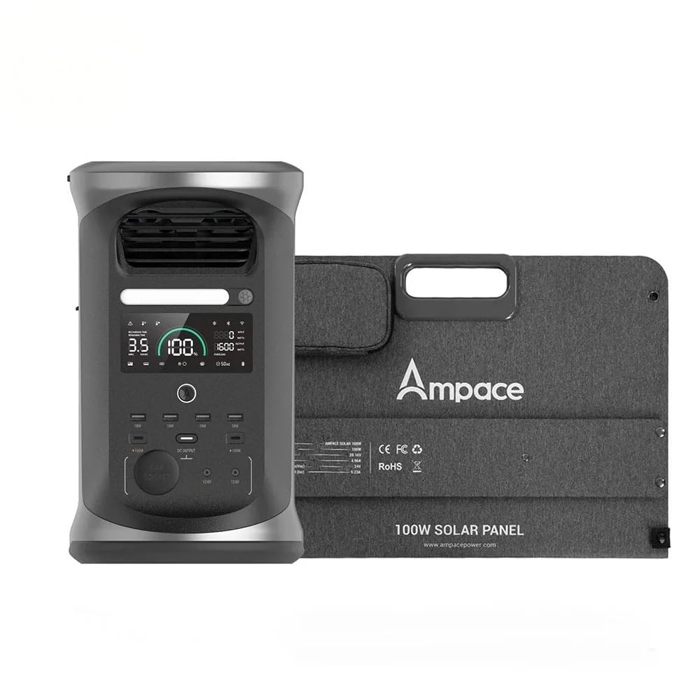 Amazon.co.jp: Ampace Andes 1500 ポータブル電源 100Wソーラーパネル