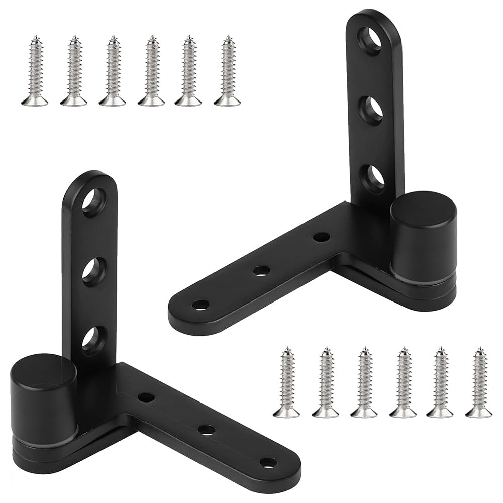 Yrreaty Black For Wooden Doors Pivot Hinge 270 Degree Rotation, Max Load 132Lb/Pair, Includes Screws(3Mm Thickness)