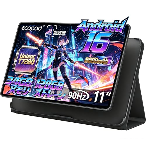 2026�V�o��^�u���b�g Android16 11�C���` Ecopad �A���h���C�h�^�u���b�g Wi-Fi���f���A34GB+128GB+2TB�g�� Gemini AI ���� T7280 8�R�A/ 90Hz / 8000mAh/ 5GWiFi/ GMS�F��/