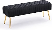 Furnimart 44 Inch Velvet Upholstered Ottoman Bench with Gold Legs - Stylish End of Bed Bench for Bedroom, Living Room, Entryway
