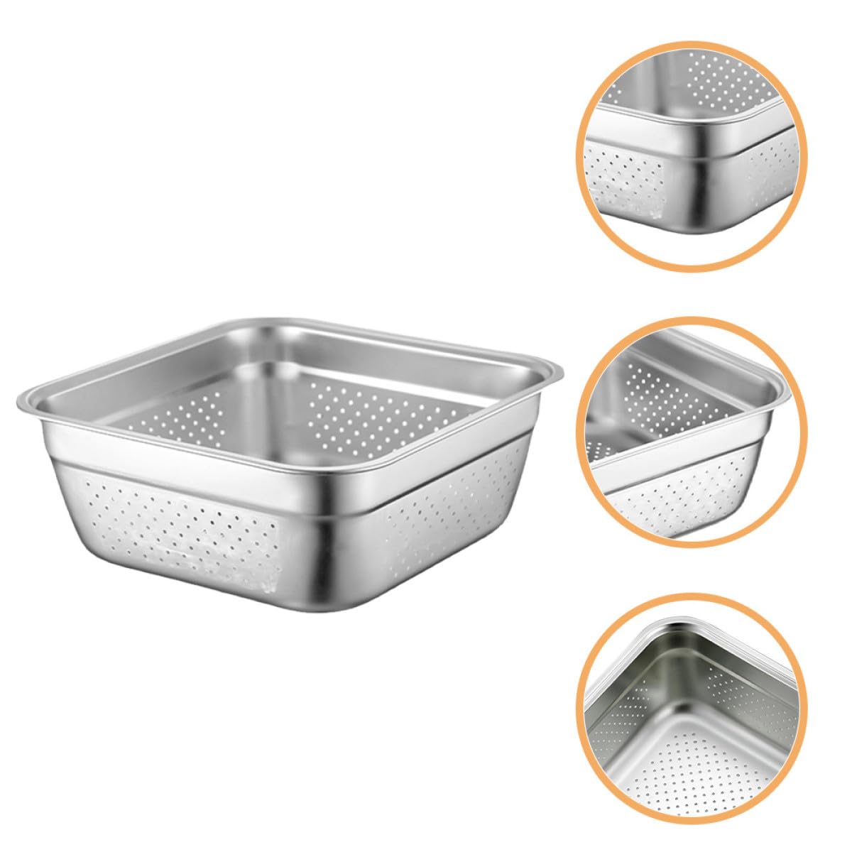 Colador de Acero Inoxidable de Gran Capacidad Forma Cuadrada, Resistente y Ahorra Espacio, Adecuado para Cocinar y Lavar Verduras y Frutas Cocina