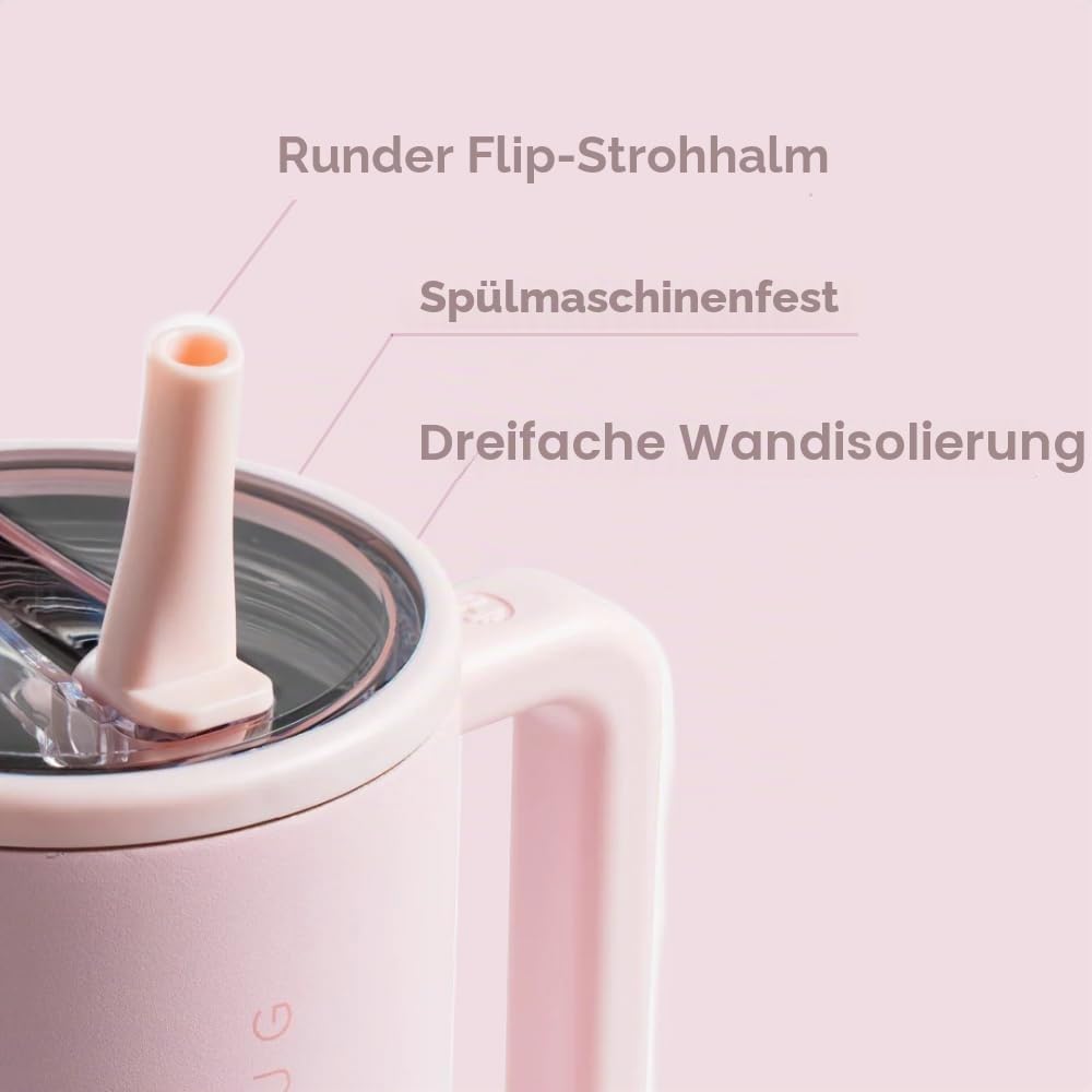 HydroJug Traveler - 946 ml Wasserflasche mit Griff und Klapp-Trinkhalm, passt in Becherhalter, auslaufsicherer Becher, wiederverwendbar, isolierter Edelstahl und Gummiboden, Geschenk für Damen und