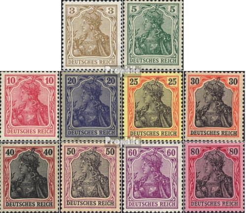 Imperio alemán 84II-93II serie completa post-fresco MNH con sellos Germania de conservación intacta