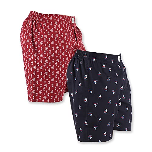 Image of ALPHABETS Men's Cotton Boxer Briefs (Pack of 2) Maroon, Dark Blue