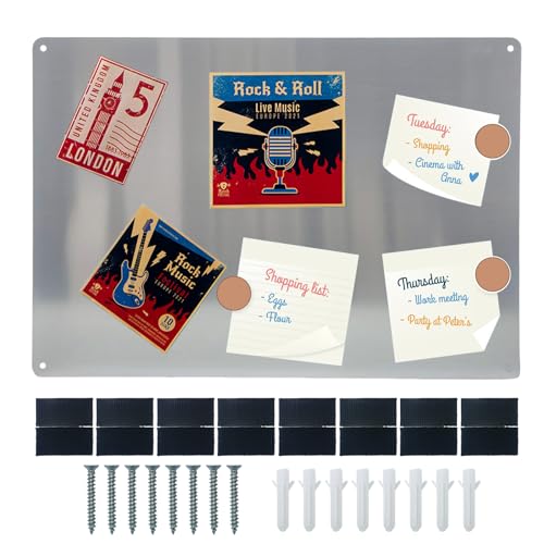 Tableau magnétique inox A3 Lot de 2 mémos muraux 43,5x30 cm pour maison et bureau