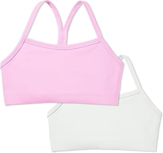 Sascina Girls Training Bras 7-12 with Y-Back Racerback Girls First Bras | No Pads & Chest Double Lined, Natural Coverage, Light Sports Bras, Easy Pull-On, Tag-Free Feel, Easy Everyday Layering