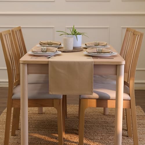 Encasa XO Table Runner 13"x72" Long | Cotton Canvas Fabric | Light Beige Solid Color | Machine Washable & Durable by Encasa XO - Used condition - Image 4