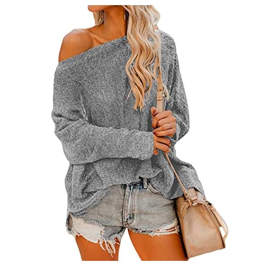 Auxo Dam Tröja Stor Storlek Batwing Ärm Toppar Höst Långärmad Off Shoulder Asymmetrisk Casual Lösa Toppar Vinterskjorta 02-ljusgrått M