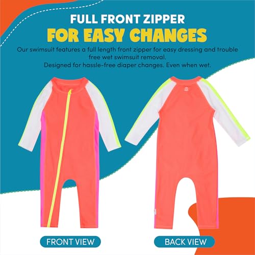 Image of SwimZip UPF50+ Boys Swim Shirt, Long Sleeve One Piece Kids Sunsuit