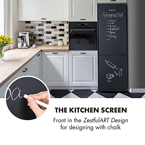 Klarstein-Miro-Frigorifico-Nevera-con-puerta-rotulable-7-niveles-de-temperatura-Compartimento-para-verduras-Bisagra-de-puerta-intercambiable-Diseno-ZestfulART-177-L-Negro