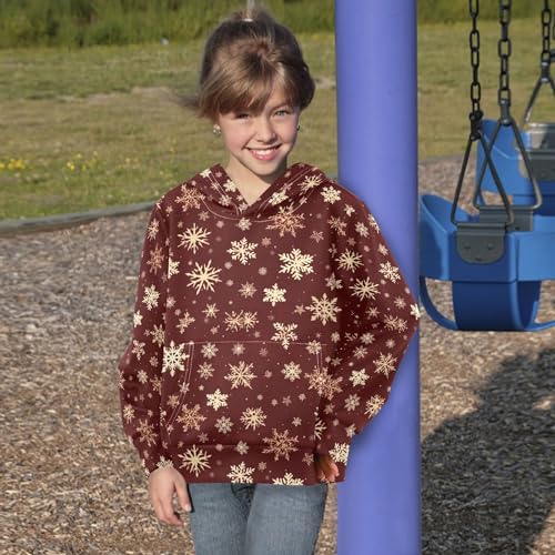 Christmas Xmas Snowflake Boys Girls Hoodies for Kids Pullover Sweatshirts with Pocket for 4 Years-10 Years B04000954
