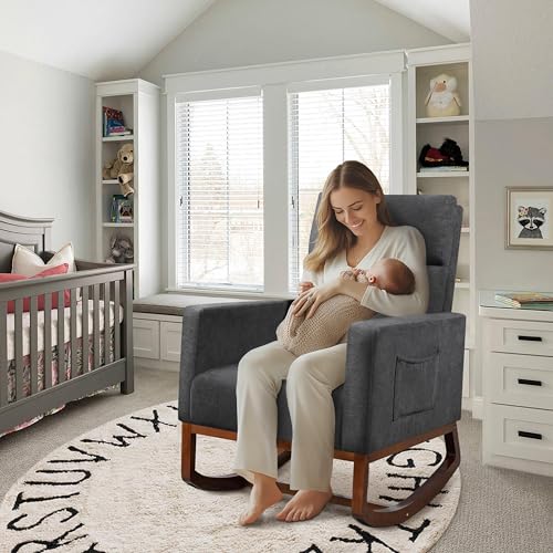 Yaheetech YT-00115493 Rocking Chair, Upholstered Glider Chair thumb #7