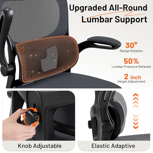 Image of AreShark Drafting Chair - Ergonomic Tall Office Chair with Lumbar Support and FILP-up Armrests - High Standing Desk Chair Breathable Mesh with Adjustable Footrest Ring and Height for Home Office