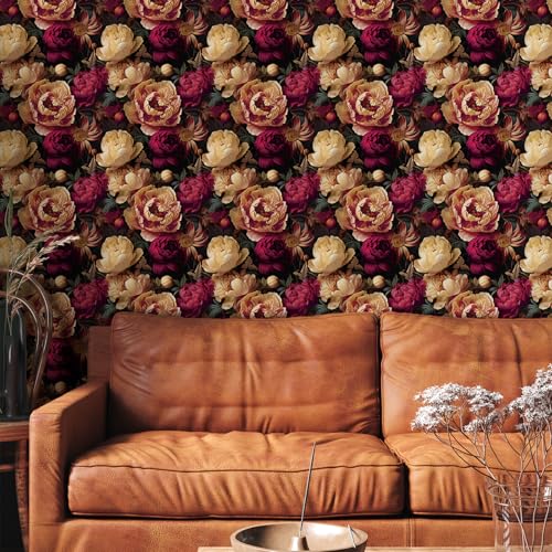 Papel pintado floral extraíble para renovar paredes dañadas sin obras ni pegamento 3