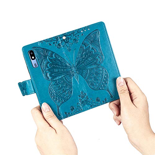 Capas de celular para Xiaomi Redmi 9A Capa carteira de couro PU Flip [3D em relevo ][Borboleta dupla