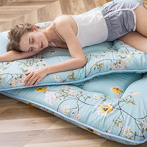 Image of MAXYOYO Rustic Floral Korean Floor Mattress Japanese Futon Mattress, Foldable Roll Up Camping Mattress Floor Lounger Couches and Sofas Mattress Topper King Size