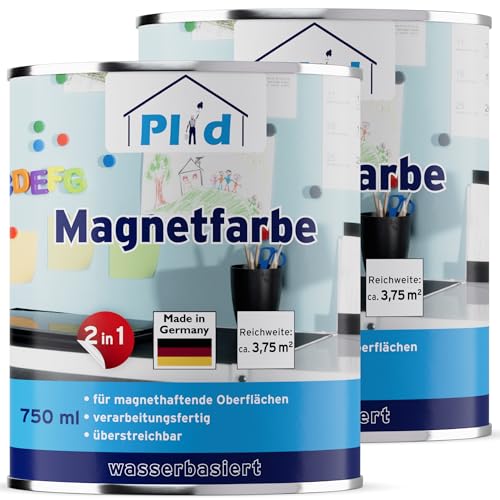 Plid® Pintura magnética extra fuerte gris antracita [se puede pintar] – Pintura magnética de pared en paredes, puertas, muebles, por ejemplo, superficies de madera, metal y plástico duro, hormigón y