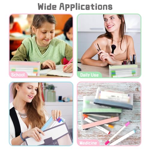 hoinya Clear Pencil Case, Exam Pencil Case, Pencil Pen Bag with Zipper - Stationery Organizer Aesthetic Pencil Pouch Waterproof Travel Luggage Pouch Make up Bag, Green - Image 6