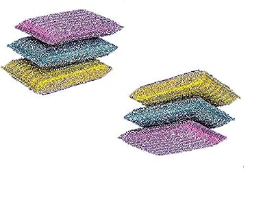 SPHINX Scratch Proof Scrubbing pads / Scrubber for washing/cleaning Utensils/Vessels - Pack of 6 (Color as per Stock)