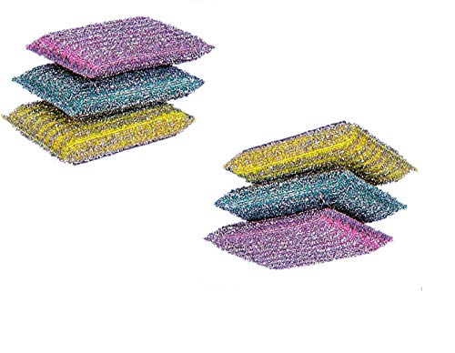 SPHINX Scratch Proof Scrubbing pads / Scrubber for washing/cleaning Utensils/Vessels - Pack of 6 (Color as per Stock)